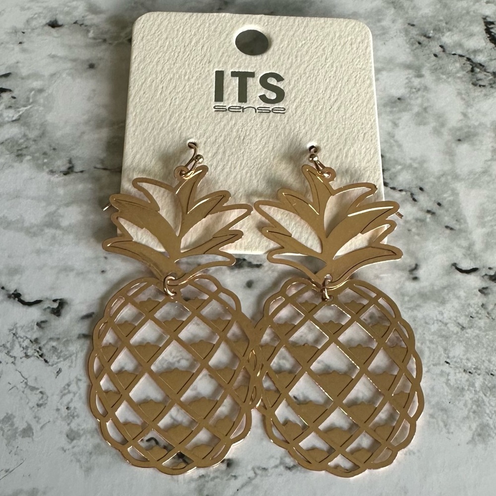 Gold Pineapple Earrings